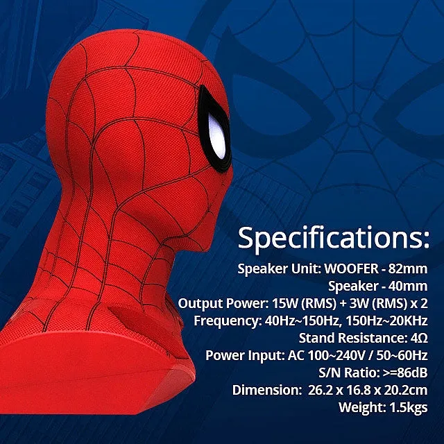 Marvel Spiderman 1:1 Bluetooth Smartphone Laptop Speaker with 3.5 Audio In