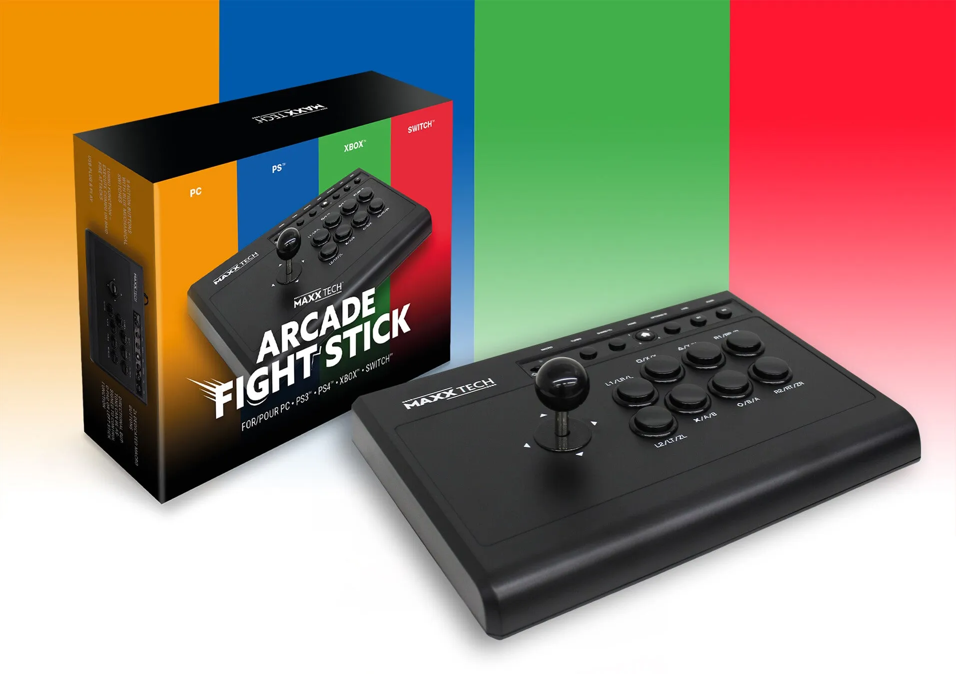 Maxx Tech MXT-AD-MULTI Arcade Fight Stick Black USB Joystick Analogue / Digital Android, Nintendo Switch, PC, PlayStation 4, Playstation 3, Xbox One, Xbox One S, Xbox One X