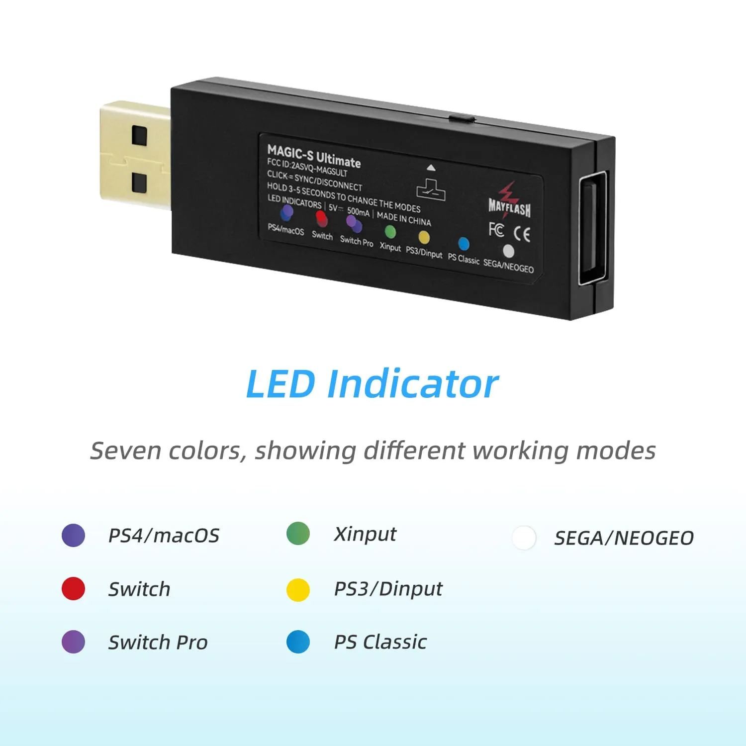 MayFlash Magic-S Ultimate Wireless Bluetooth USB Adapter for PS4/Switch/macOS/Windows/Raspberry Pi