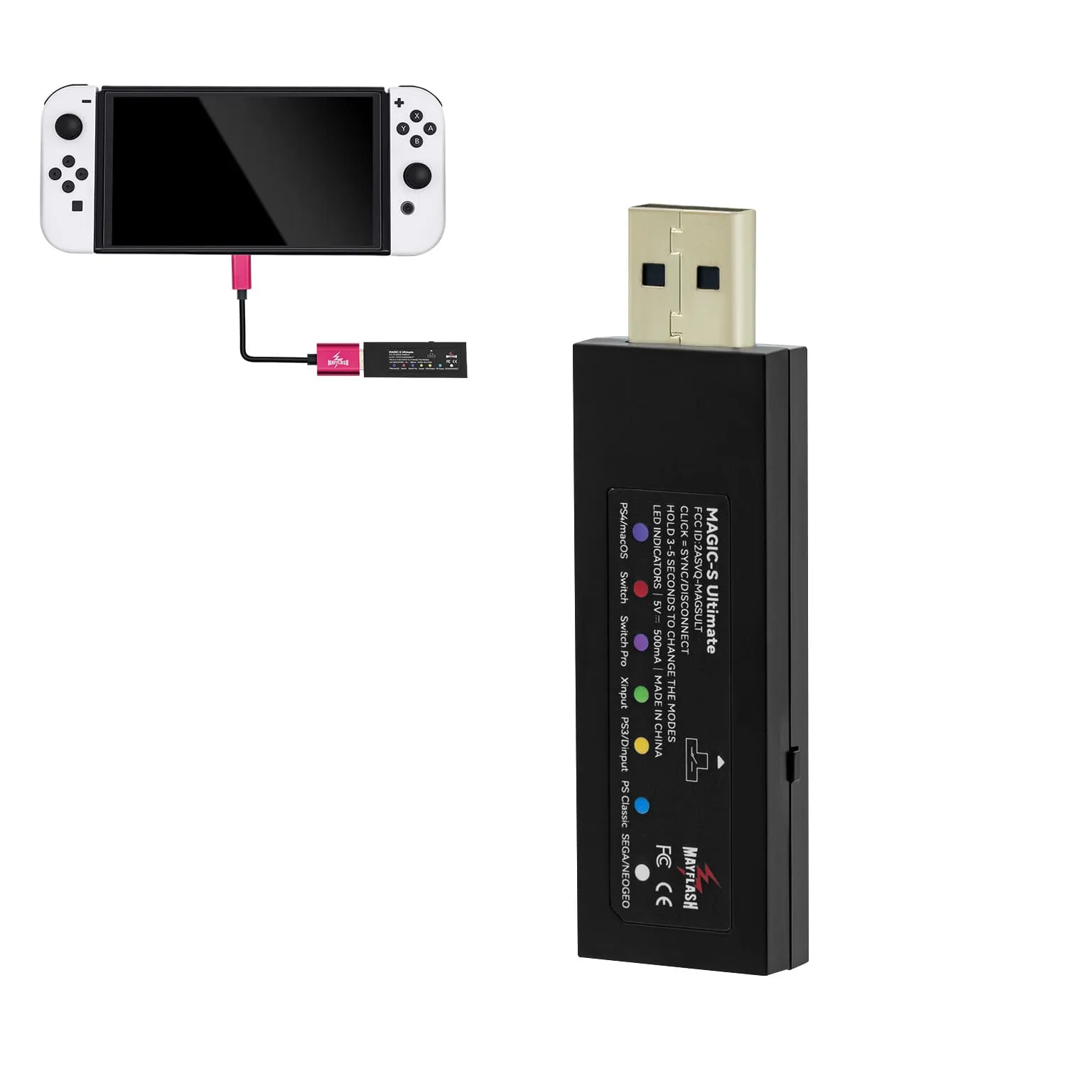 MayFlash Magic-S Ultimate Wireless Bluetooth USB Adapter for PS4/Switch/macOS/Windows/Raspberry Pi