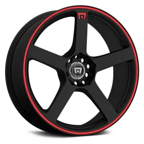 Motegi Racing MR116 Wheels (17x7 4x100  40) Matte Black w/ Red Racing Stripe