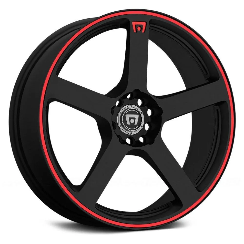 Motegi Racing MR116 Wheels (17x7 5x100  40) Gloss Black / Silver / Matte Black w/ Red Racing Stripe