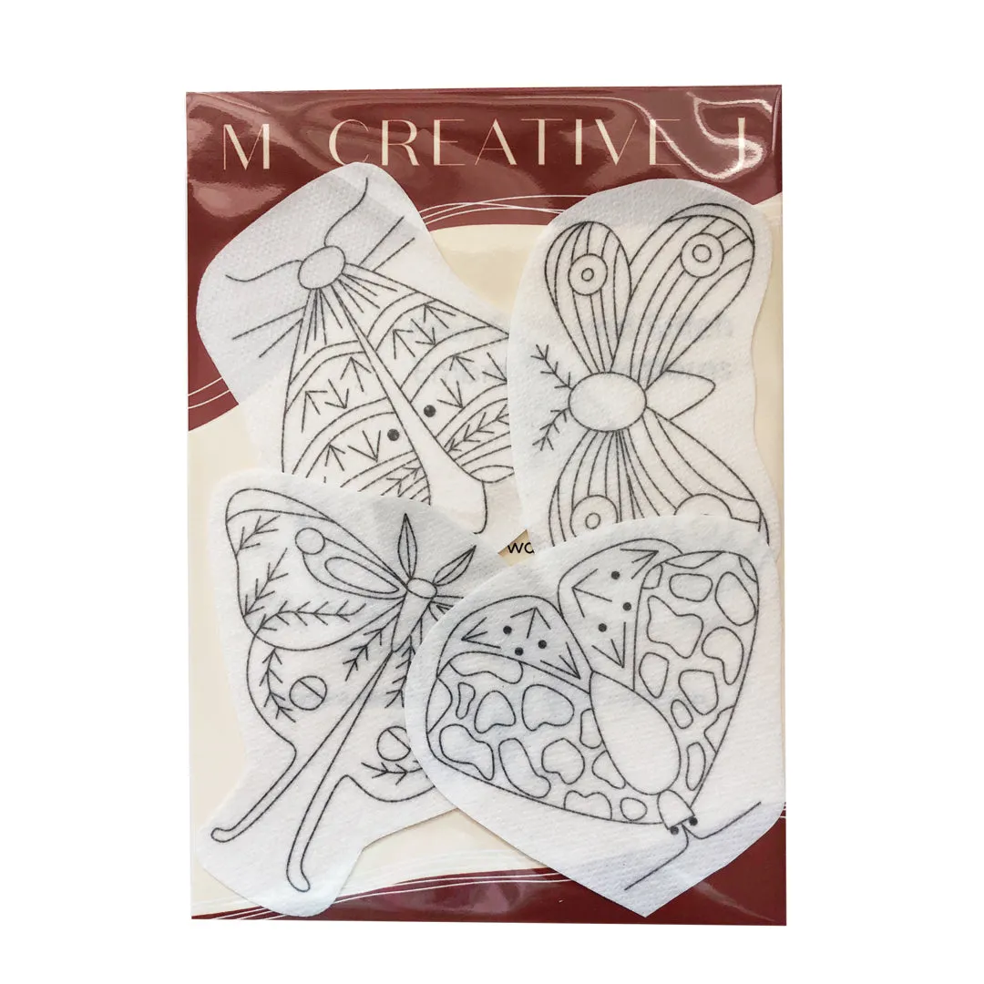 Moths - Peel Stick and Stitch Hand Embroidery Patterns for DIY Crafting