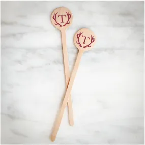 Personalized Antler Wooden Stir Sticks