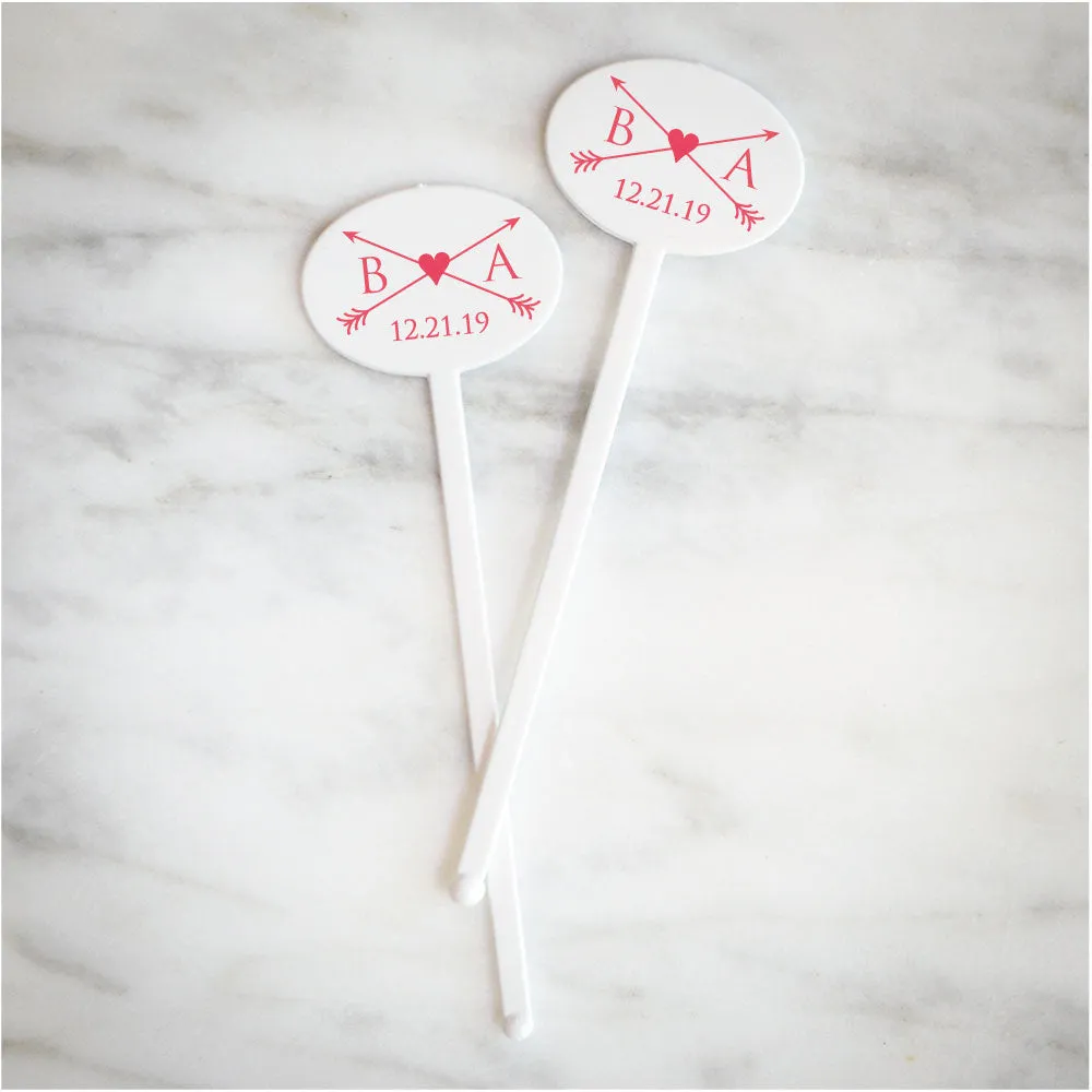 Personalized Heart & Arrow Stir Sticks