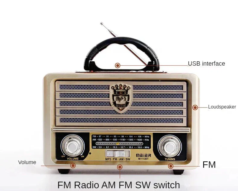 Portable Retro Bluetooth AM/FM Radio