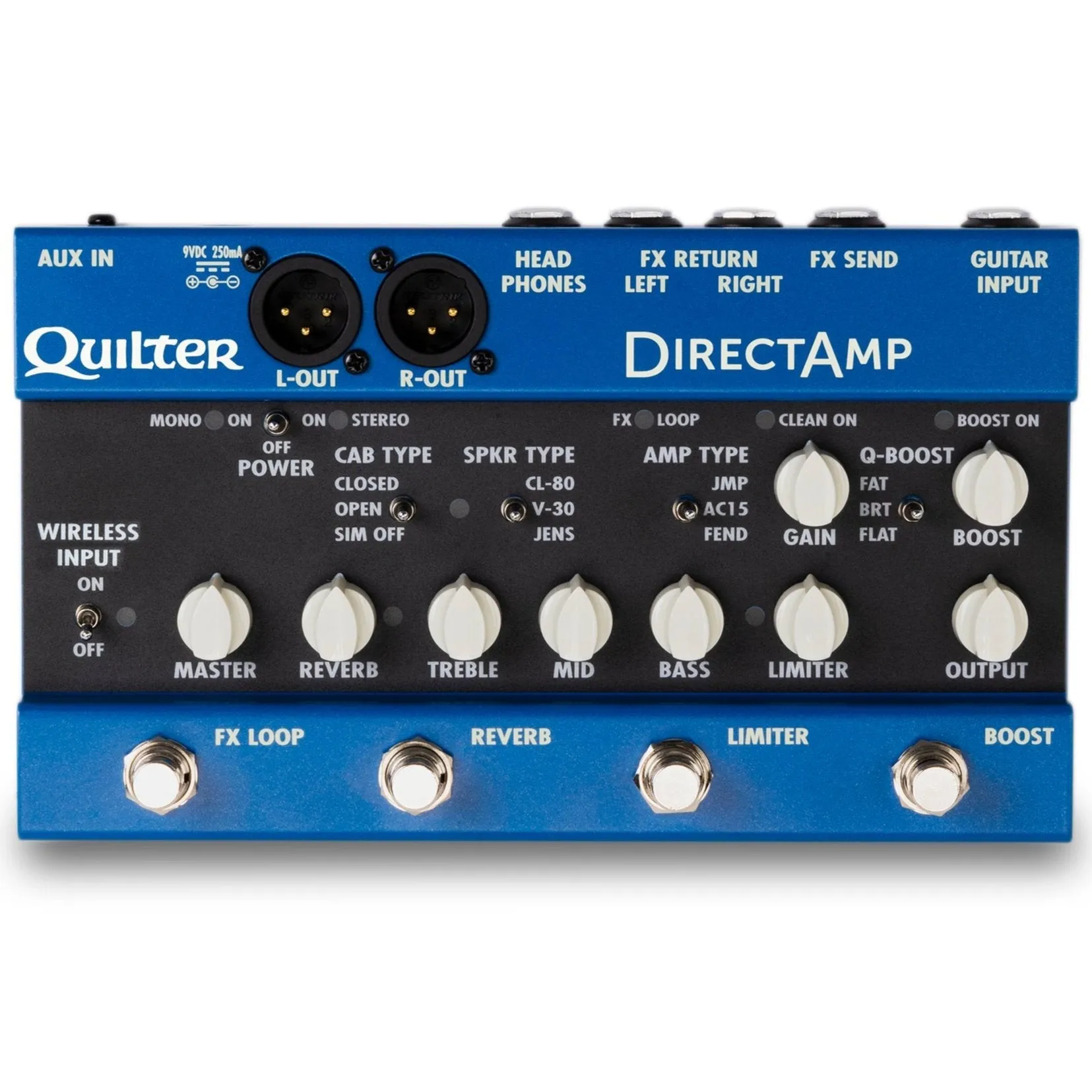 Quilter DIRECTAMP Guitar Direct Input Pedal w/ Stereo Amp Simulator and Bluetooth