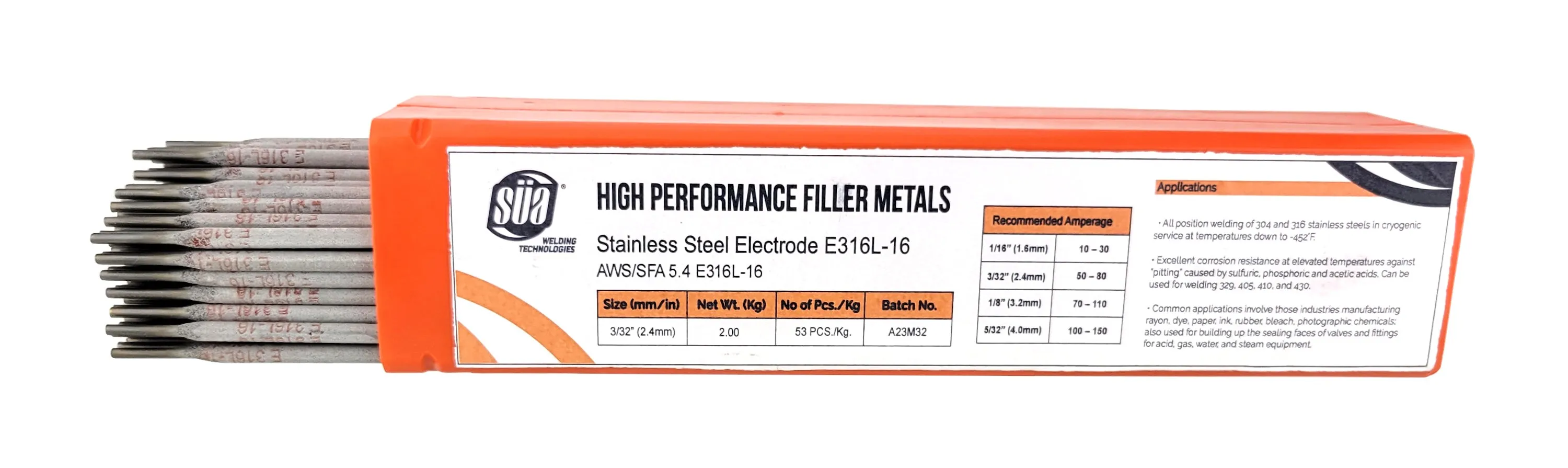 SÜA® - E316L-16 - Stainless Steel Welding Electrode