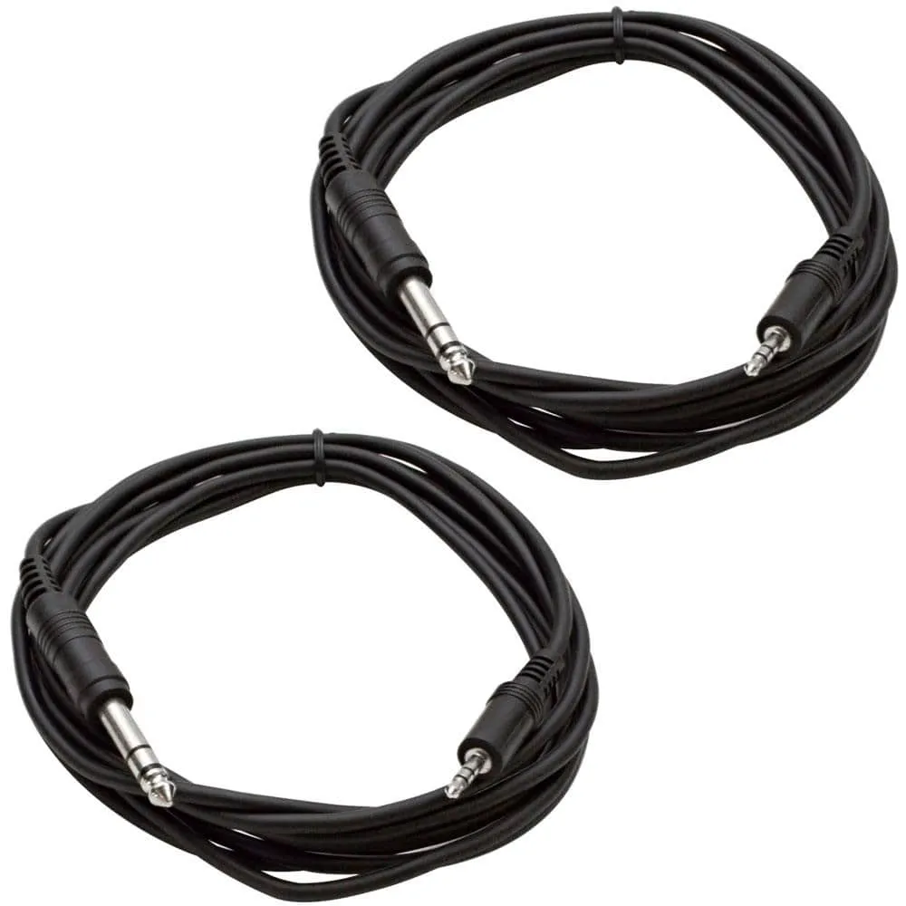 SA-iERQM10 - Two Pack of 1/8" (3.5mm) Stereo Male to 1/4" Male Patch Cable - 10 Foot