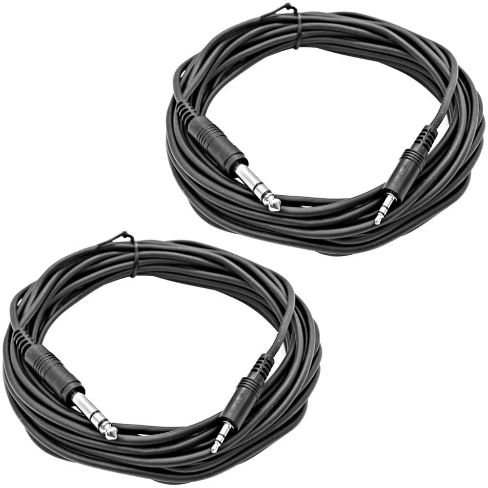 SA-iERQM25 - Pair of 25 Foot 1/8" (3.5mm) Stereo Male to 1/4" Male Patch Cables