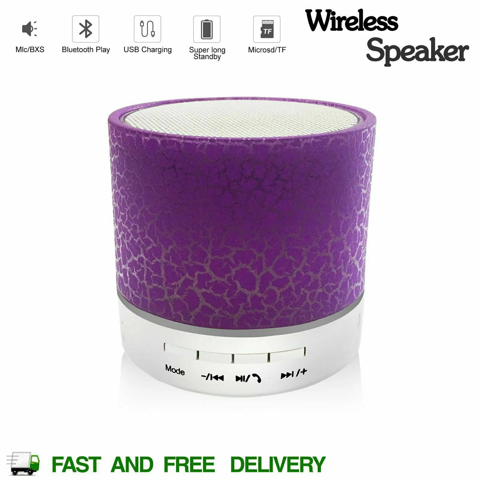 SMAXLUMINOUS™ Light Up Mini Portable Bluetooth Speaker LOUD Stereo Bass USB/UTF/AUX   Mic