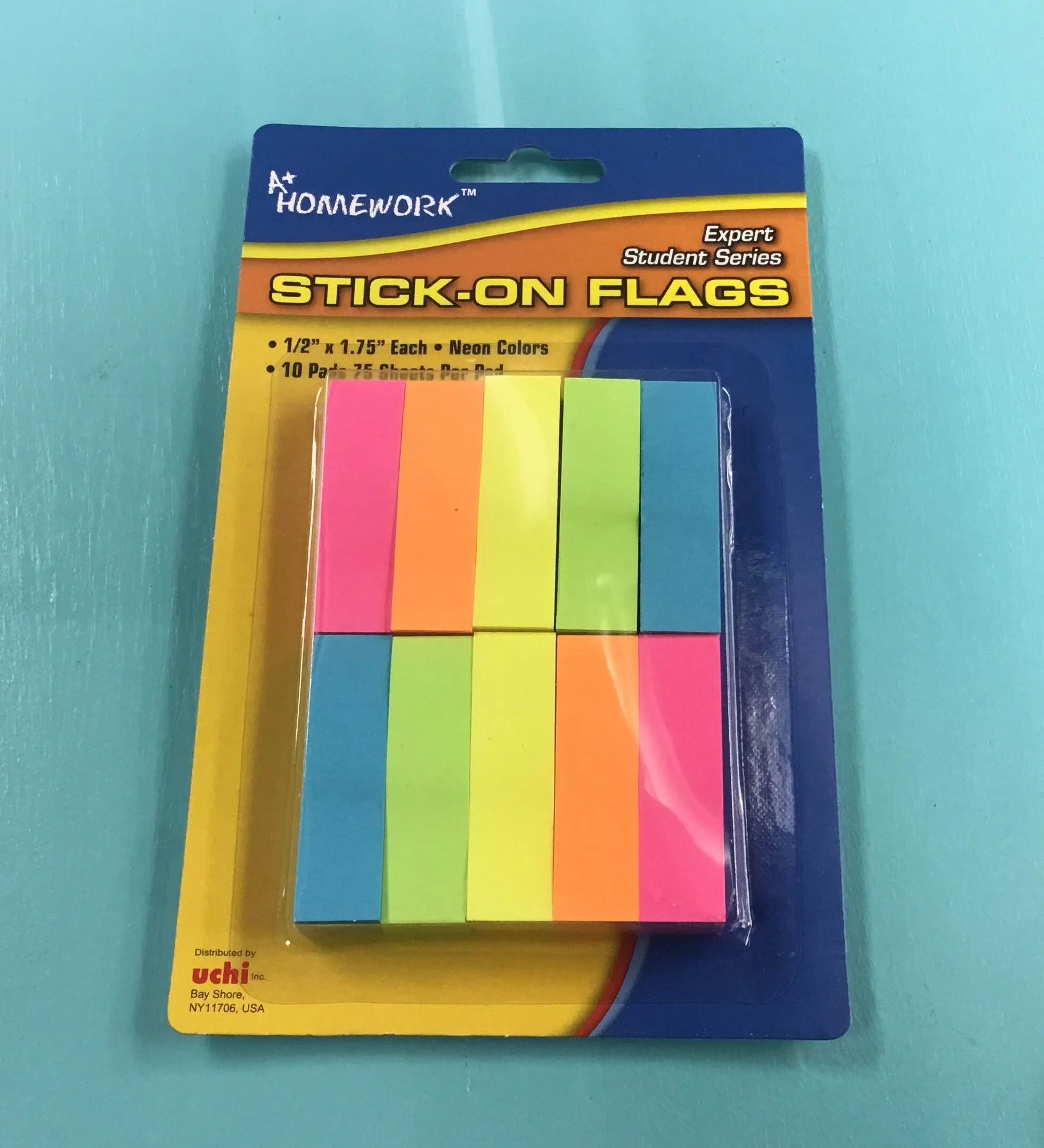 Stick-On Flags 1/2" x 1.75" Neon Colors (Pink, Orange, Blue, Green)