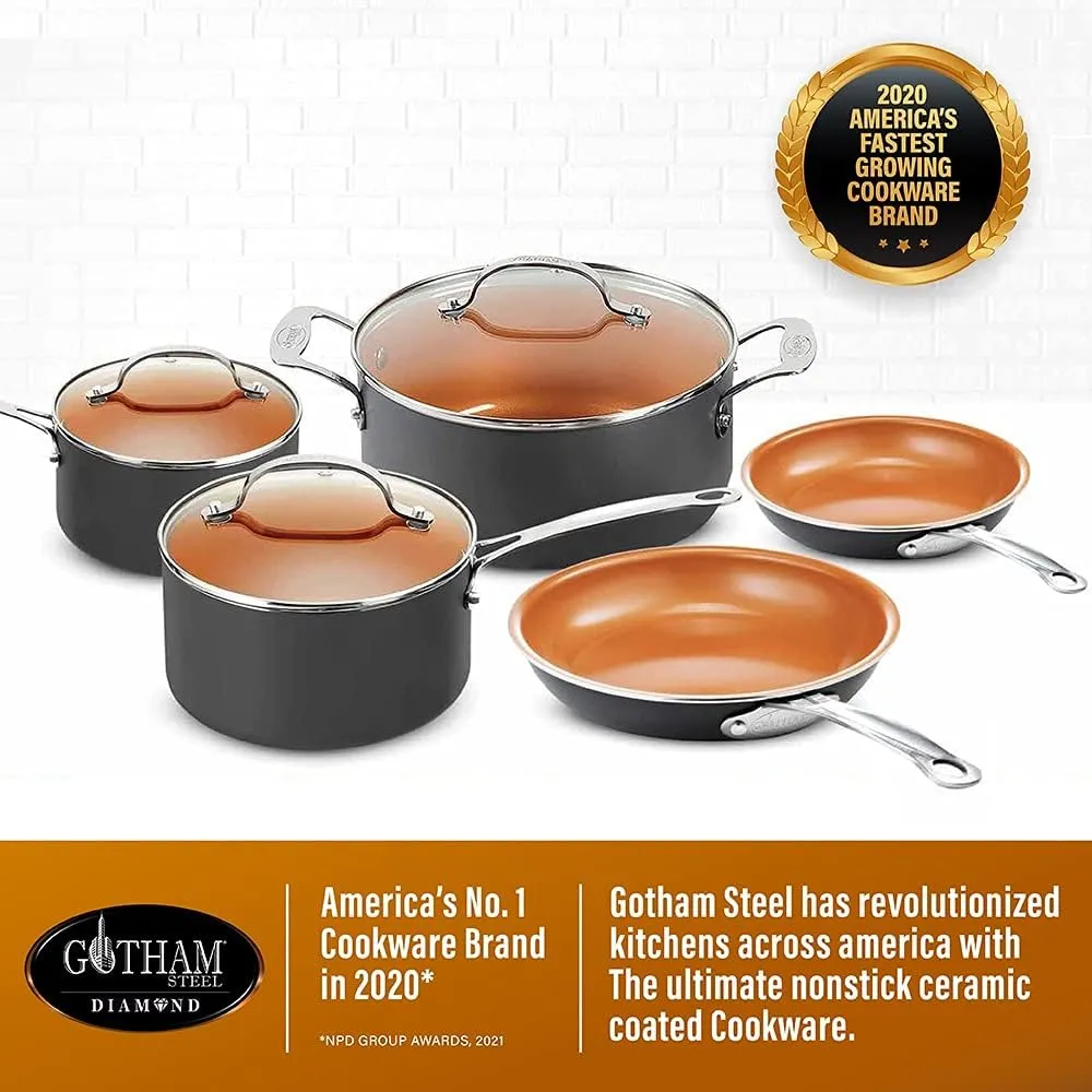 USA Lot 8 Pcs Gotham Pro Hard Anodized Cookware Set