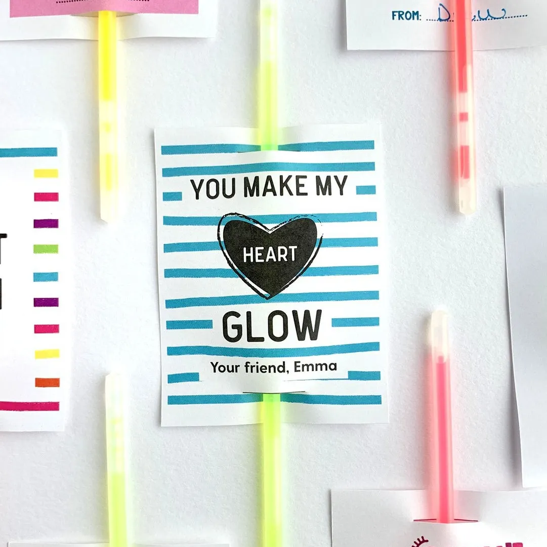 Valentines Day Glow Sticks Printable