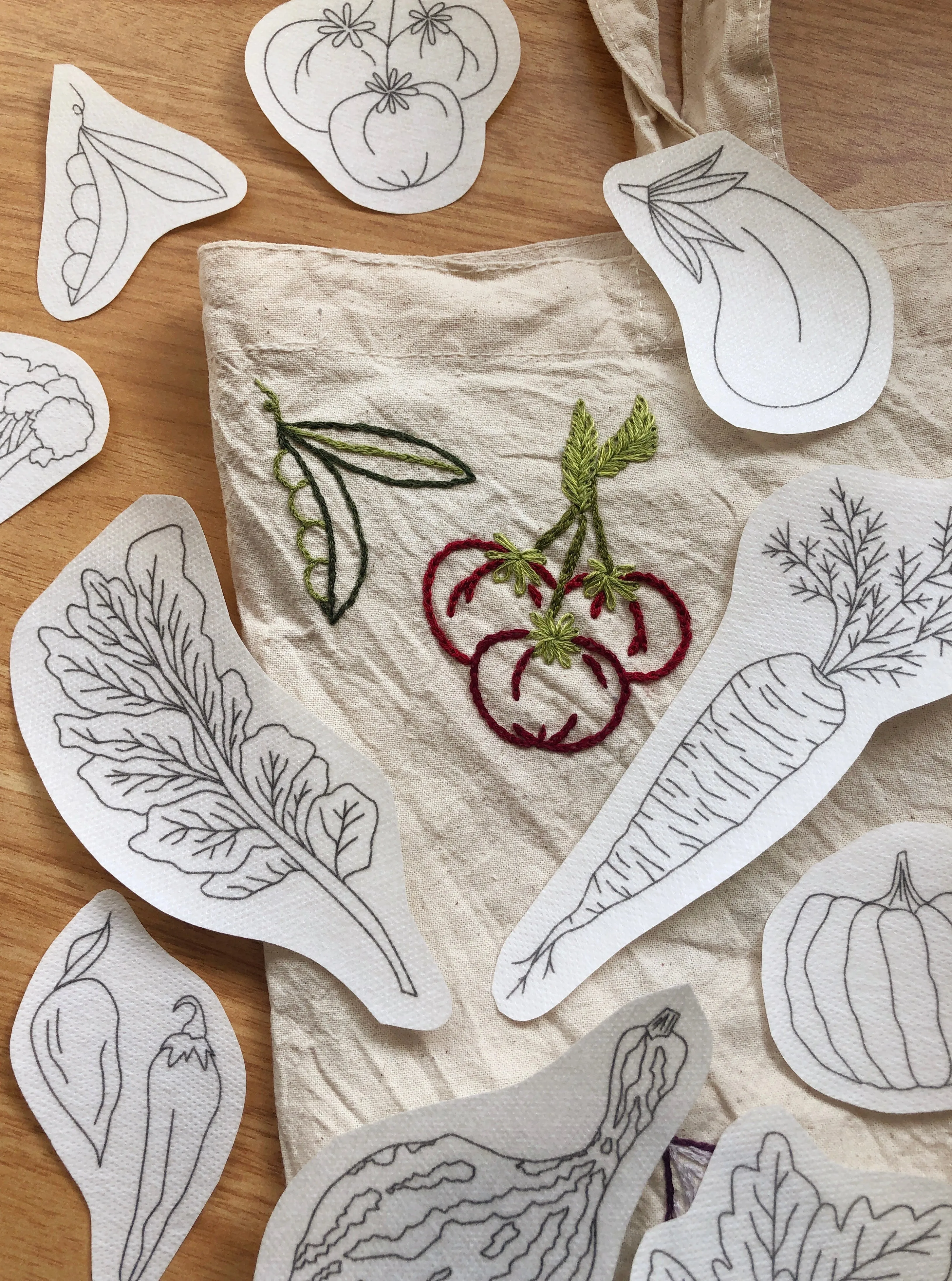 Veggie Delight - Peel Stick and Stitch Hand Embroidery Patterns