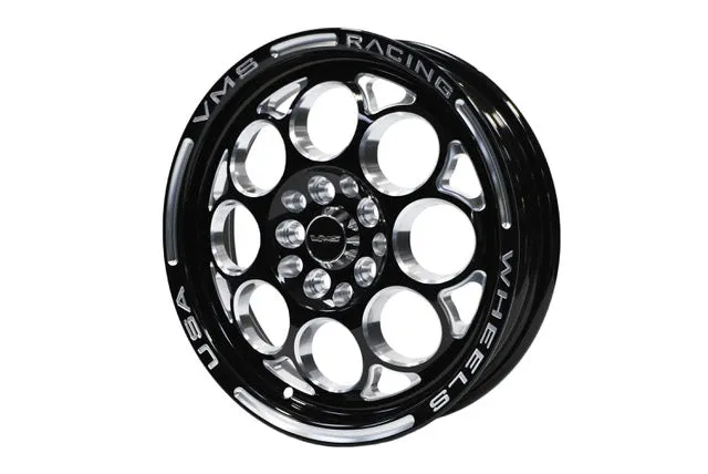 VMS Modulo Drag Street Wheel 15x3.5 4x100 / 4x114.3 4 Lug  10 Offset Black Milling - VWMO003