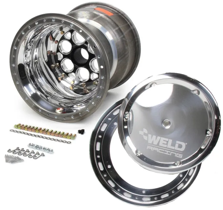 Weld Right Rear Wheel 15" x 17" x 6" With Bead lock - 6 Dzus Cover - Black Hub