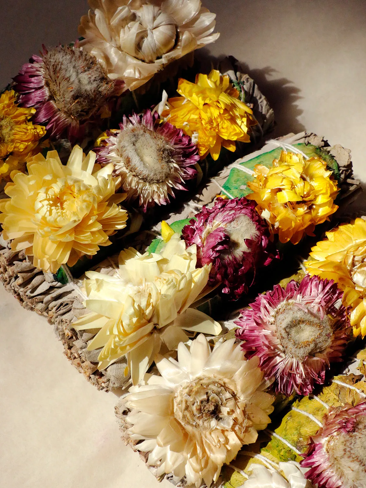 White Sage with Decorated Paper Flower Smudge Stick