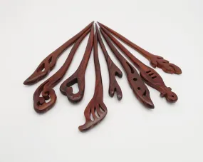 wood carved motif hair stick