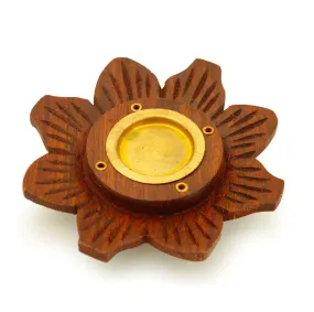 Wooden Rosewood Lotus Incense Burner - for sticks & cones