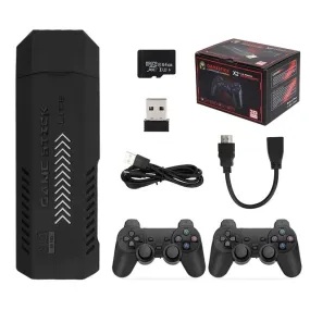 X2 64GB PLUS RETRO 3D 32000  VIDEO GAMES 4K HD OUTPUT GAME STICK WITH 2 WIRELESS CONTROLLERS