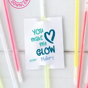 You Make My Heart Glow Valentine Tag